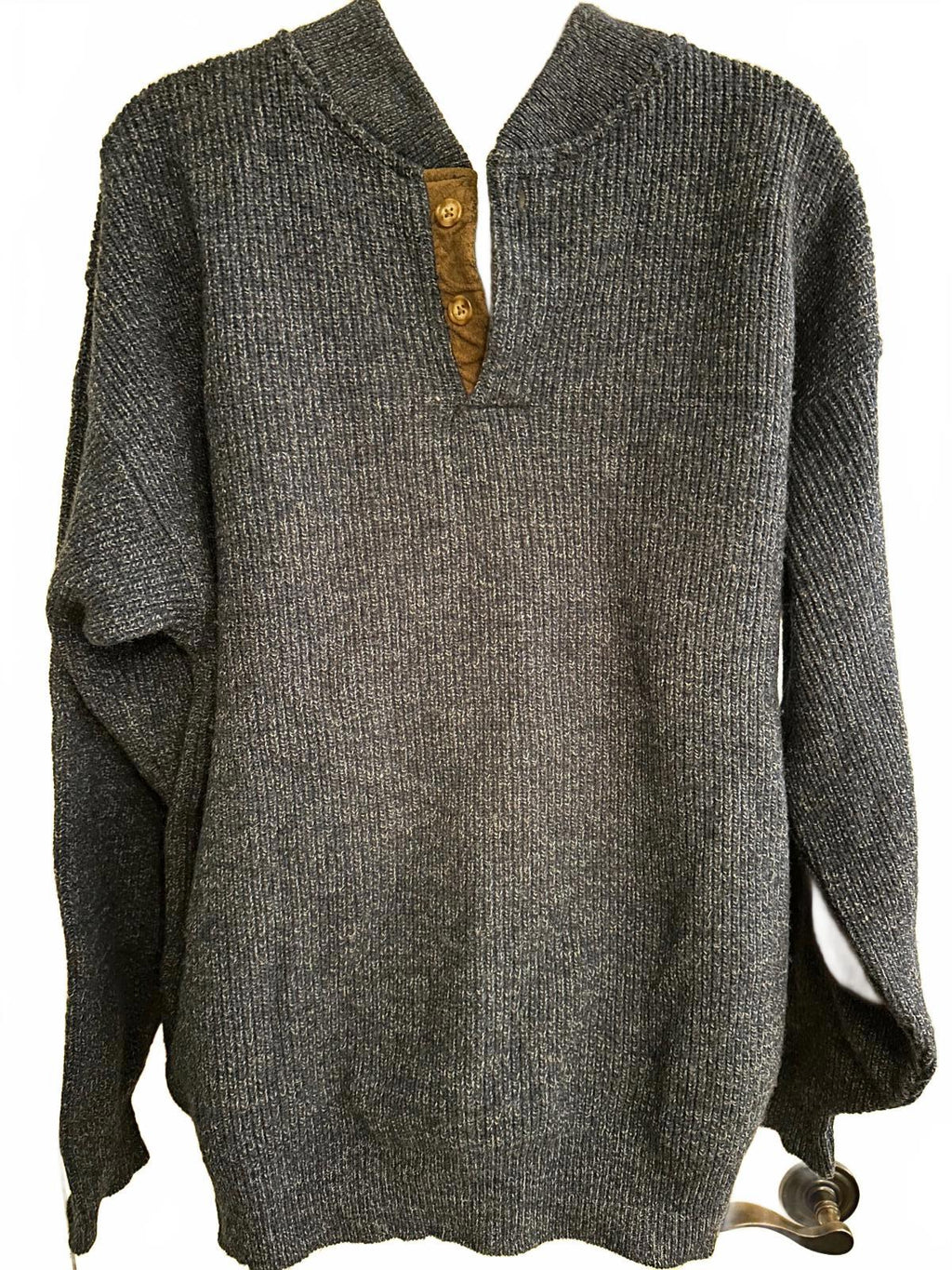 Vintage Pendleton Wool Henley Sweater Leather Patches L