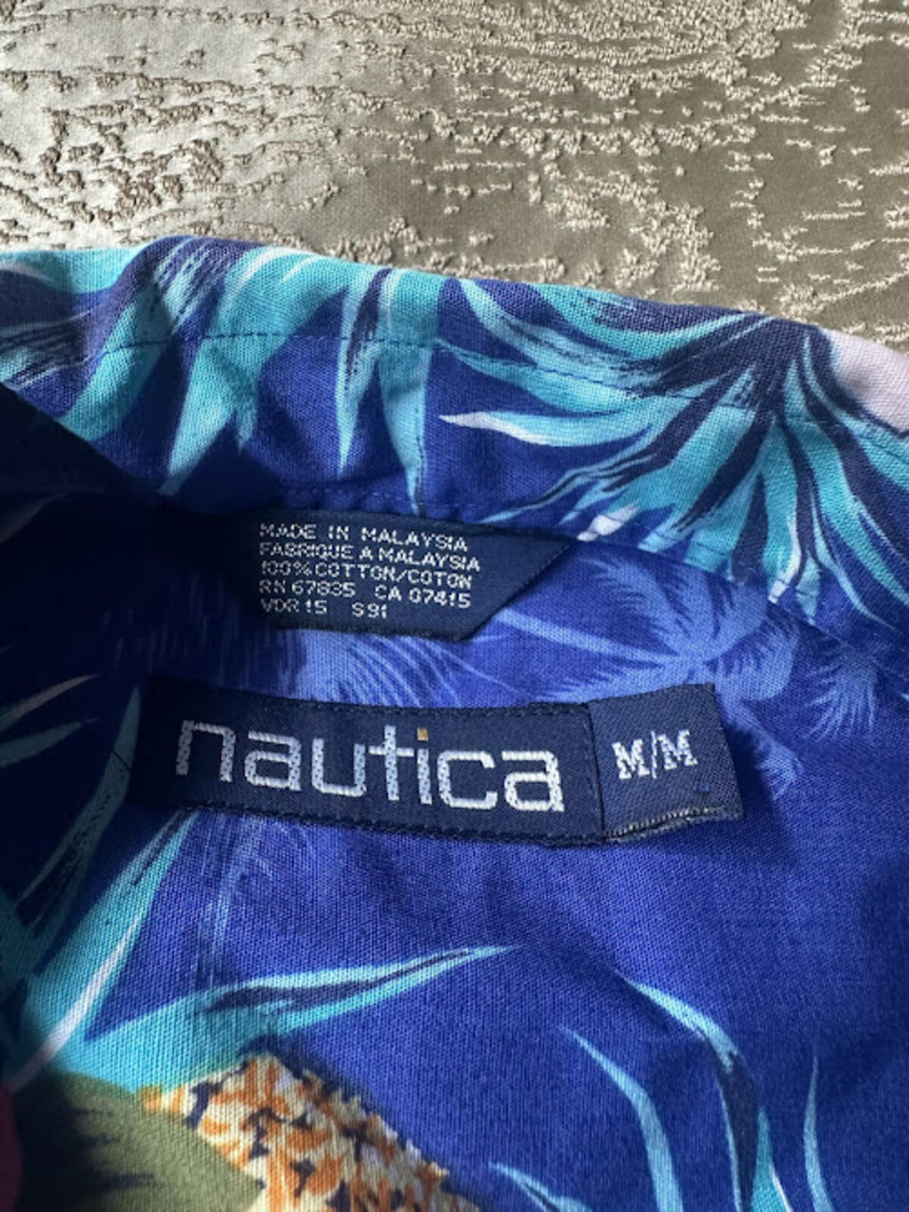 Pineapple Floral Hawaiian Shirt Blue M