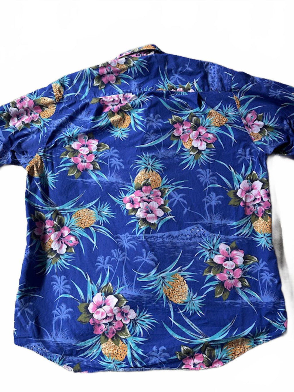 Pineapple Floral Hawaiian Shirt Blue M