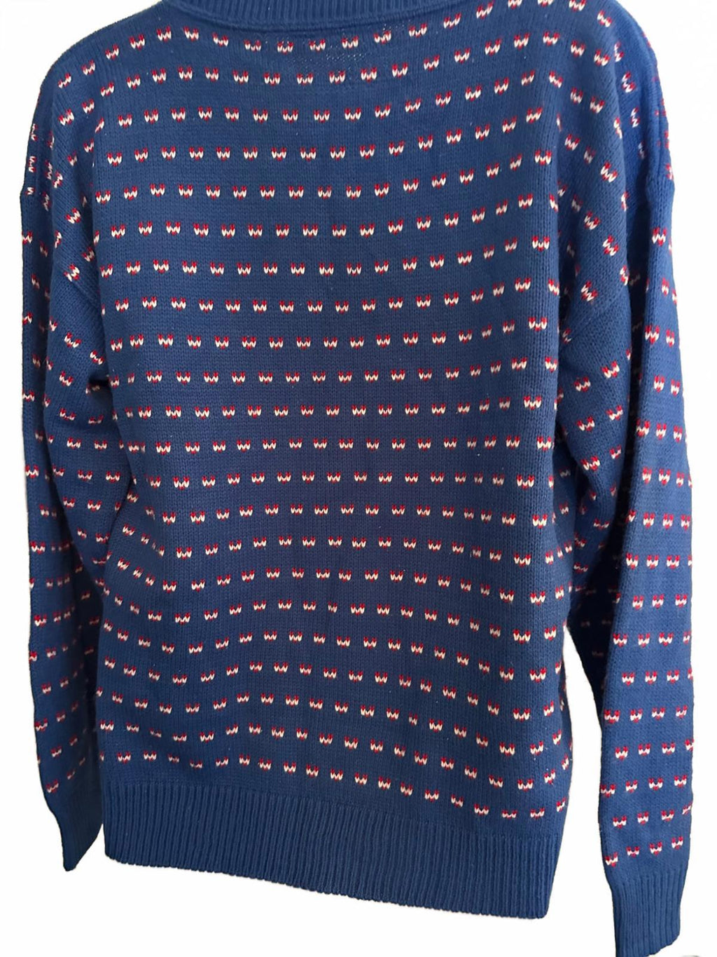 Vintage Cat Appliqué Novelty Knit Sweater Blue