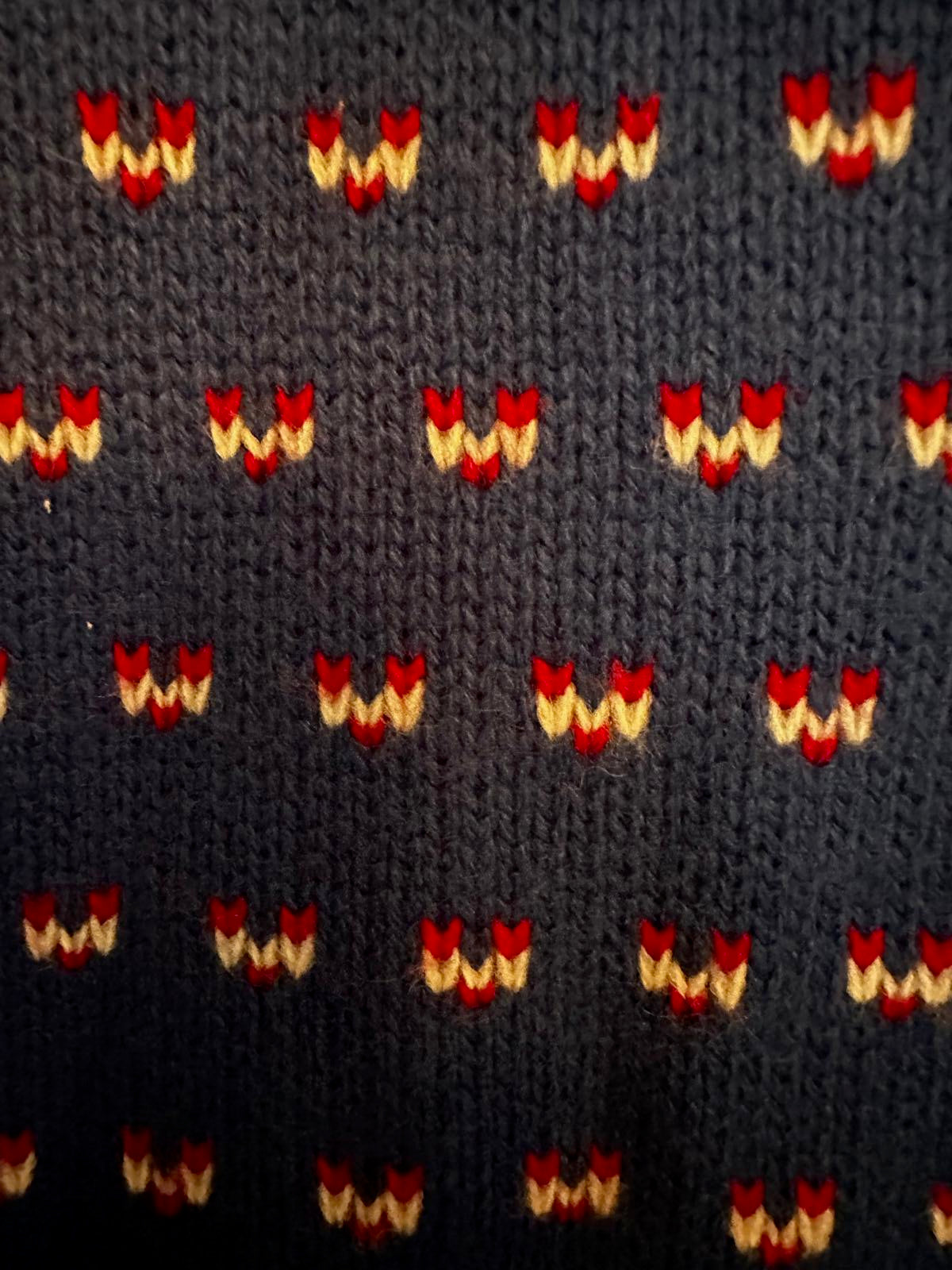 Vintage Cat Appliqué Novelty Knit Sweater Blue