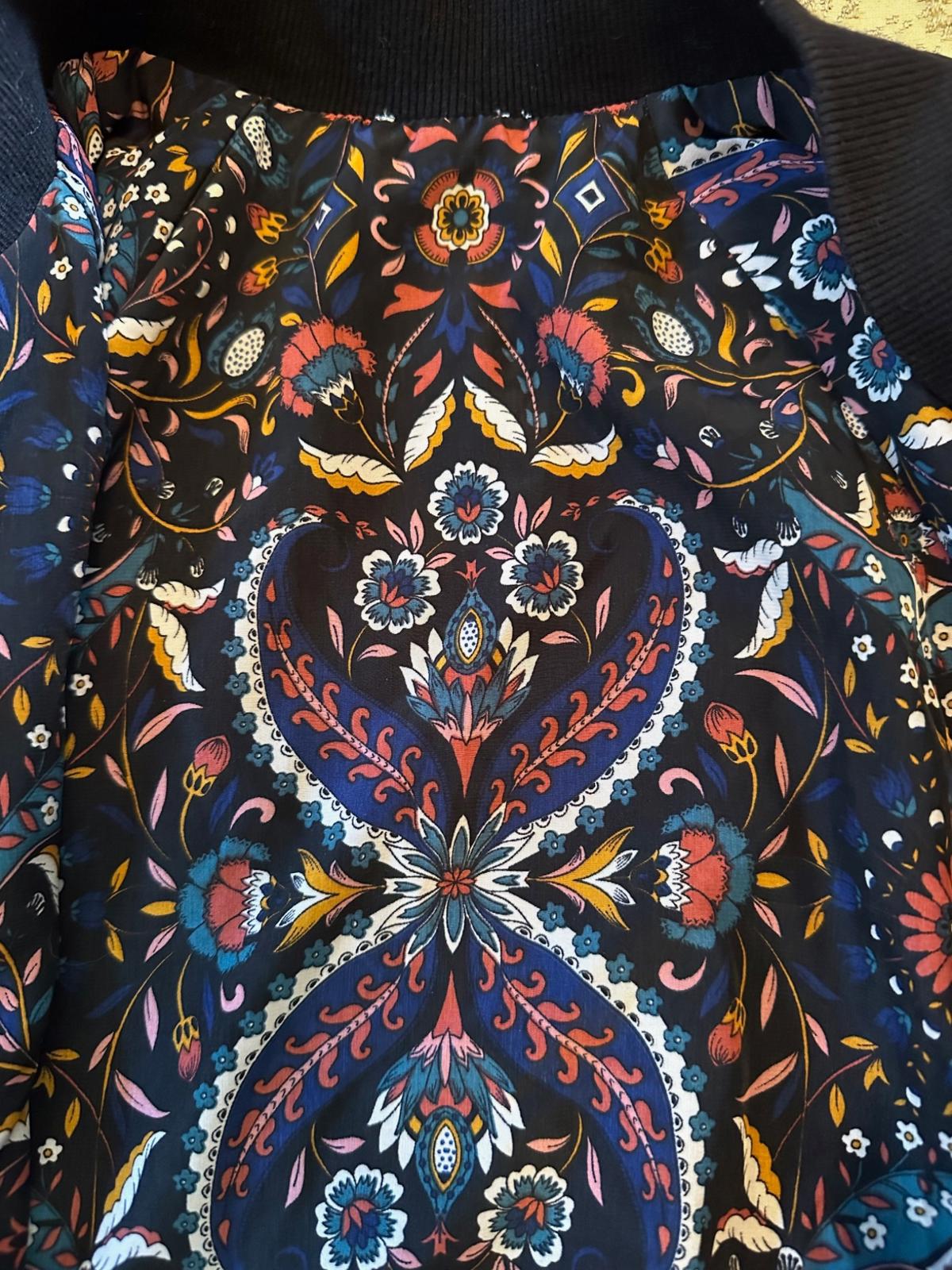 Women’s Reversible Bomber Jacket Black Floral Print