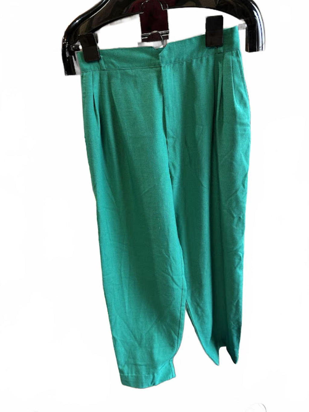 Vintage Green Polyester/Rayon High Waist Pants