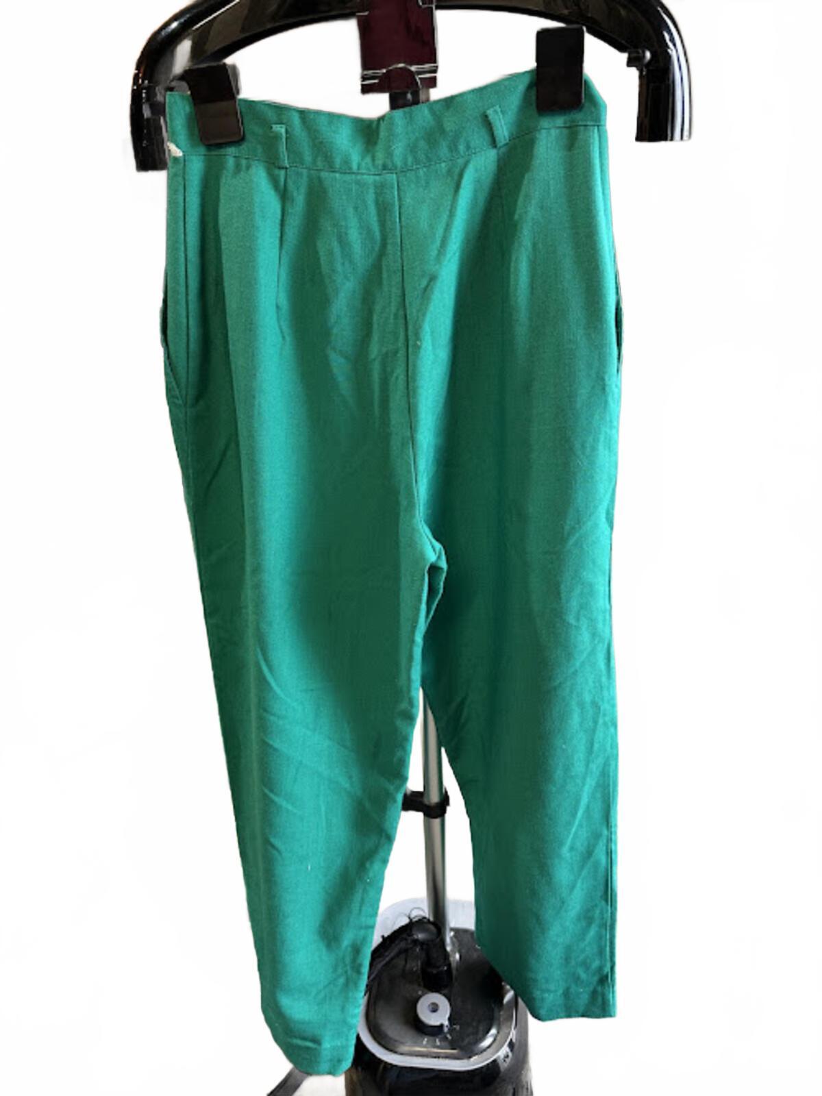 Vintage Green Polyester/Rayon High Waist Pants