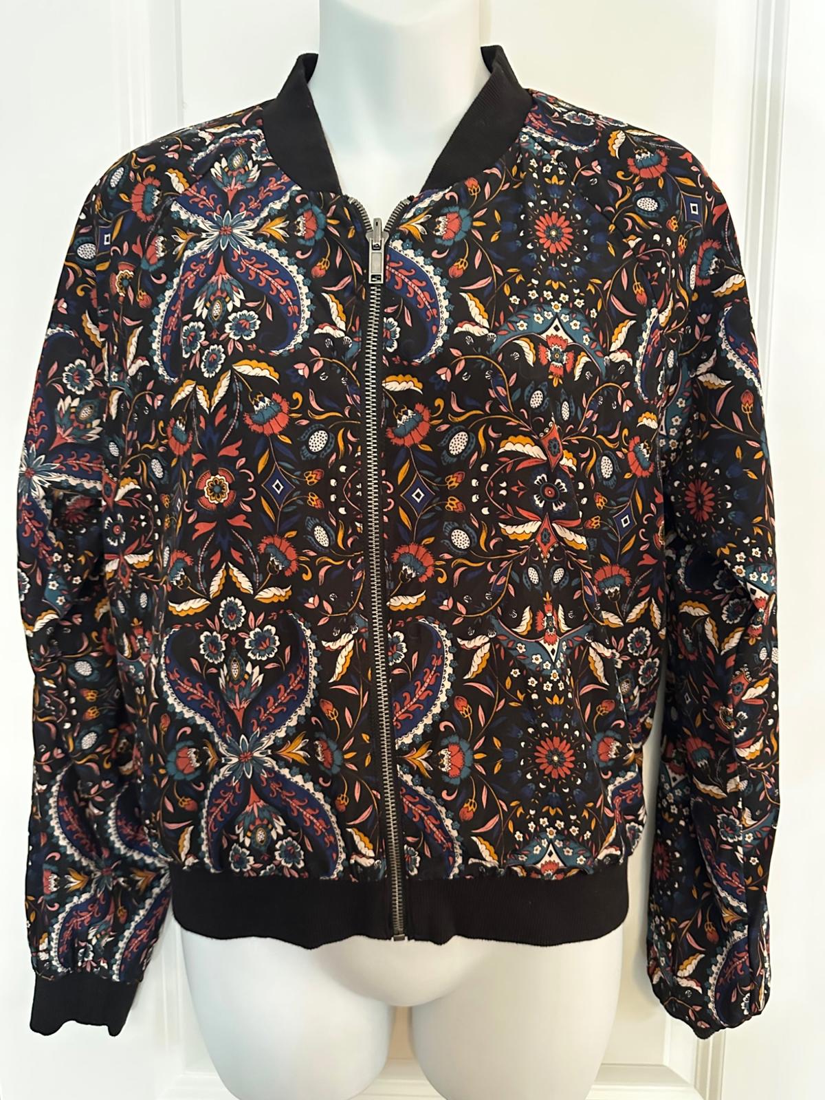Women’s Reversible Bomber Jacket Black Floral Print