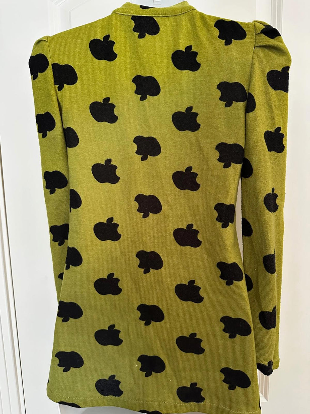 Retro Apple Print Tie Neck Blouse Women’s XS