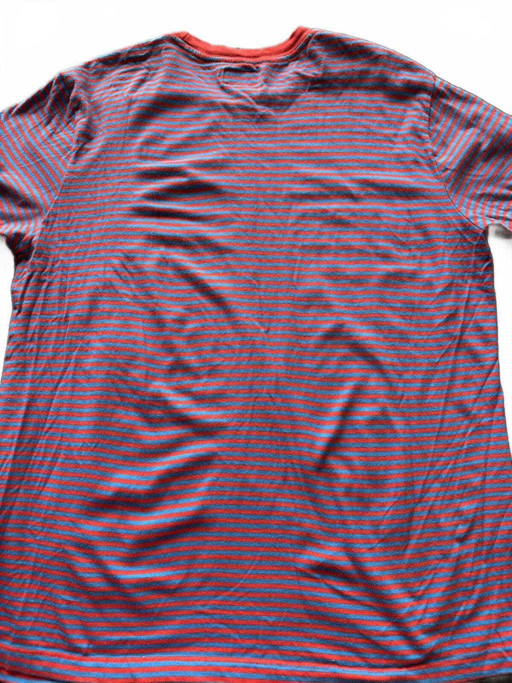 Obey Striped Tee Red Blue Logo L