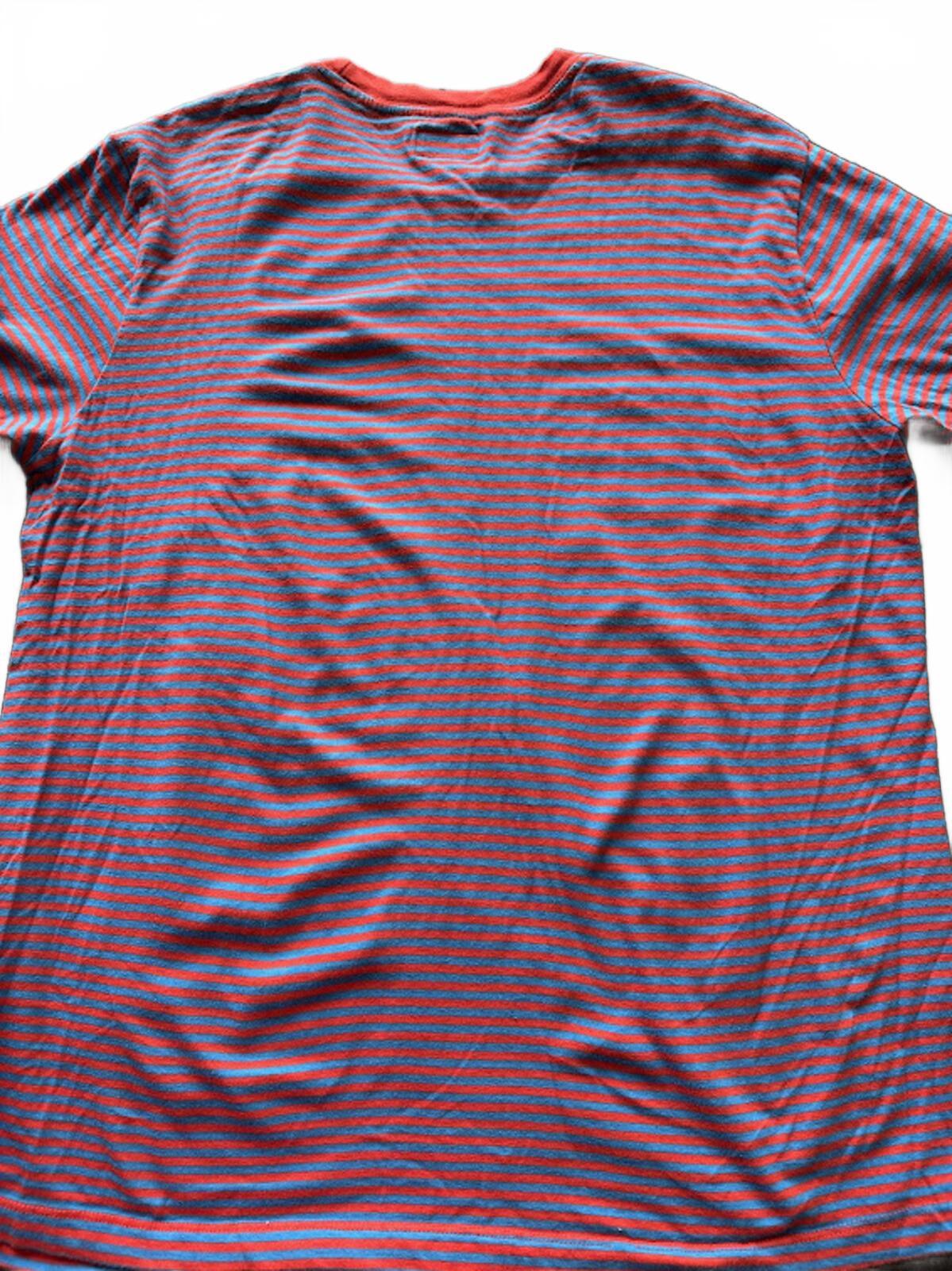 Obey Striped Tee Red Blue Logo L