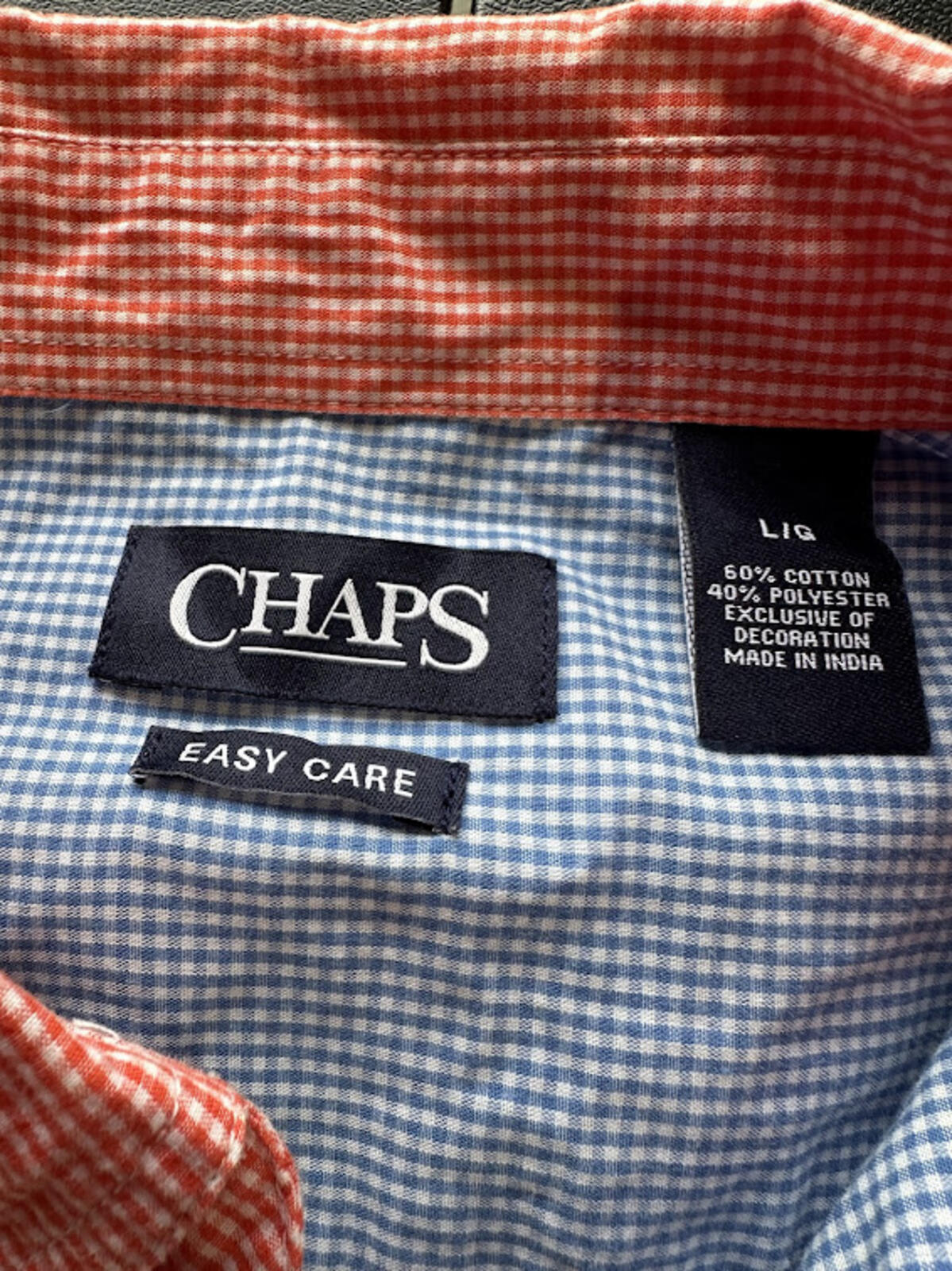 Chaps Colorblock Gingham Shirt L Patchwork