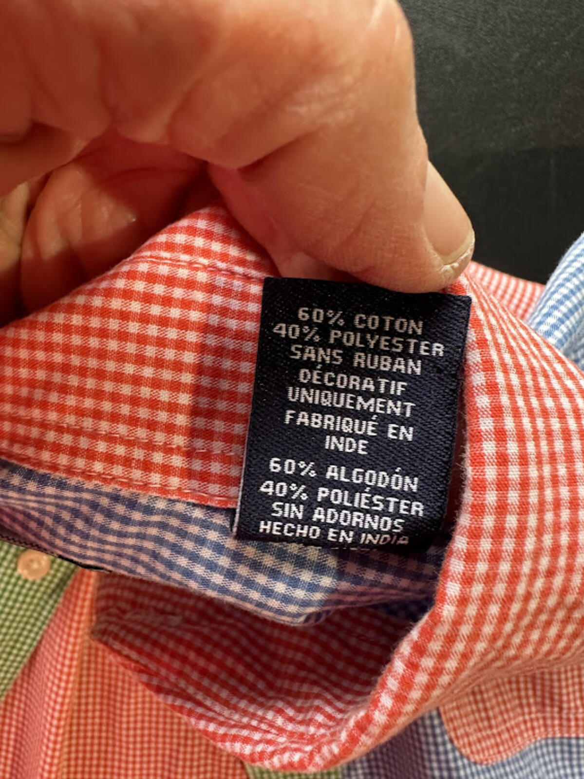 Chaps Colorblock Gingham Shirt L Patchwork