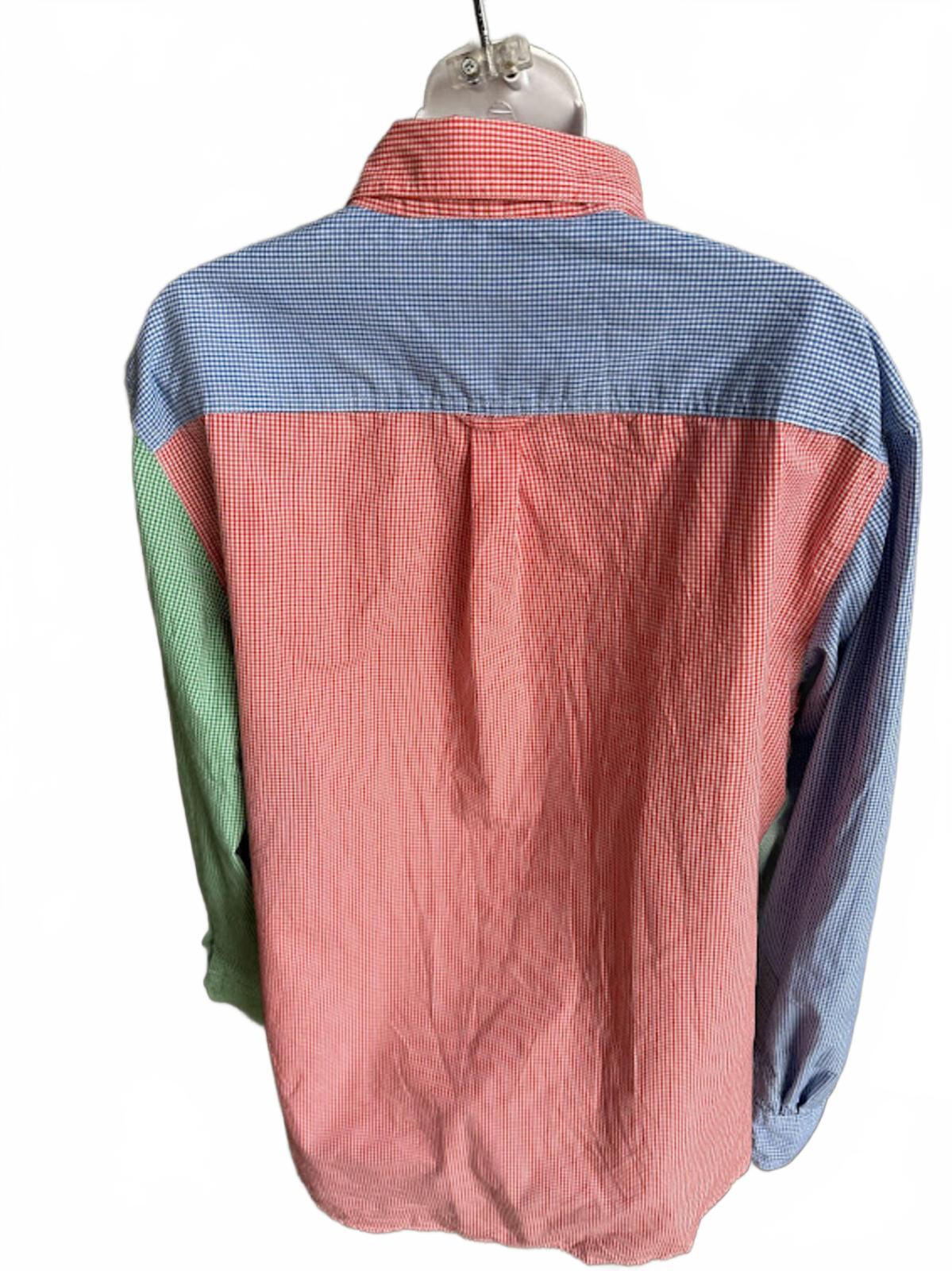 Chaps Colorblock Gingham Shirt L Patchwork