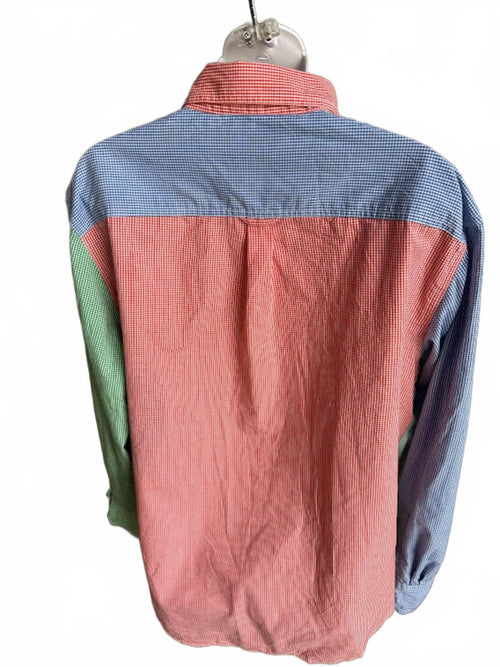 Chaps Colorblock Gingham Shirt L Patchwork