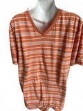 Lacoste Orange Stripe V-Neck Tee L