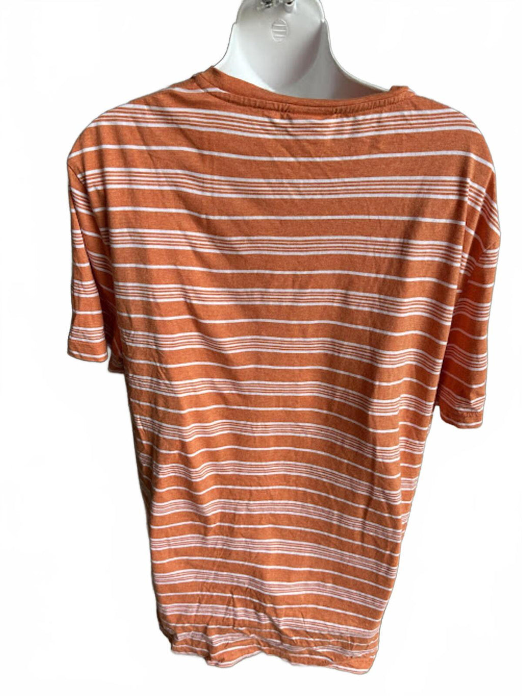 Lacoste Orange Stripe V-Neck Tee L