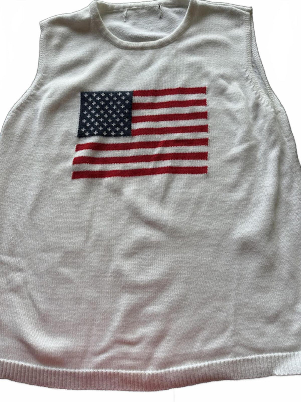 Vintage USA Flag Knit Sweater Vest White