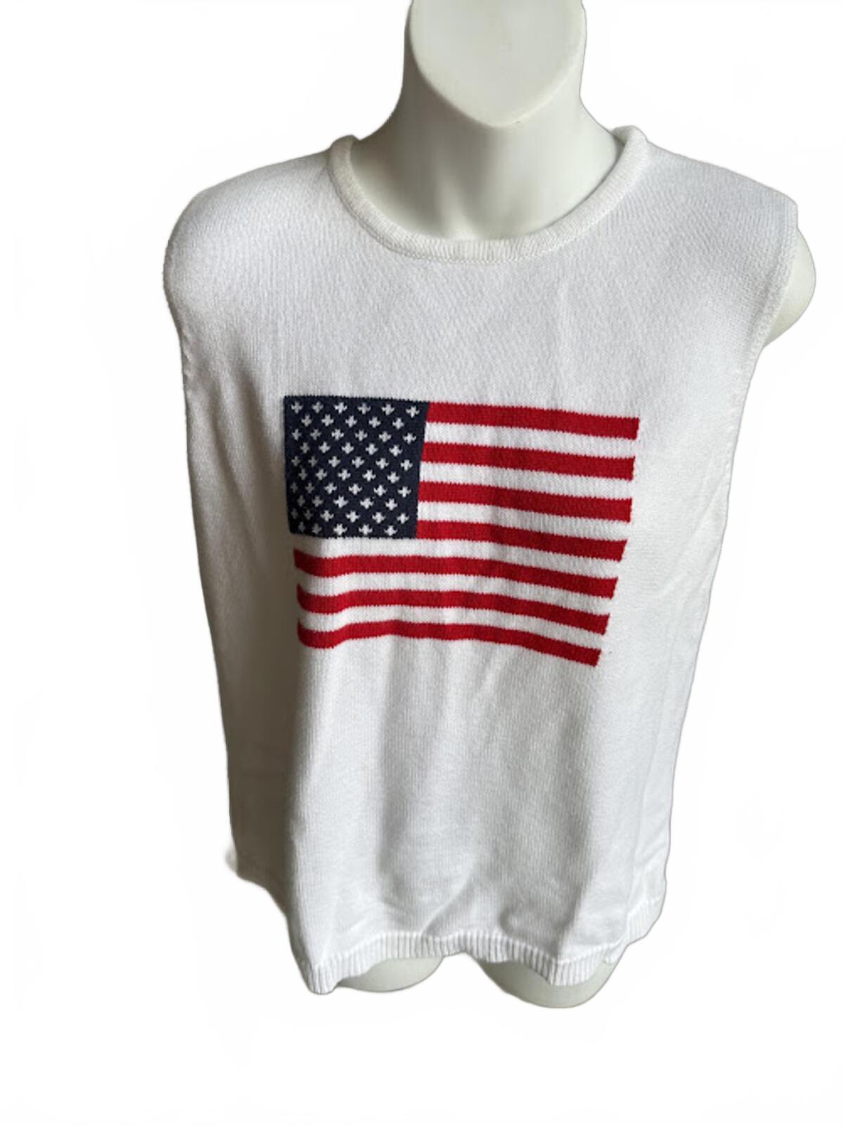 Vintage USA Flag Knit Sweater Vest White
