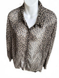 French Laundry Silk Leopard Blouse L