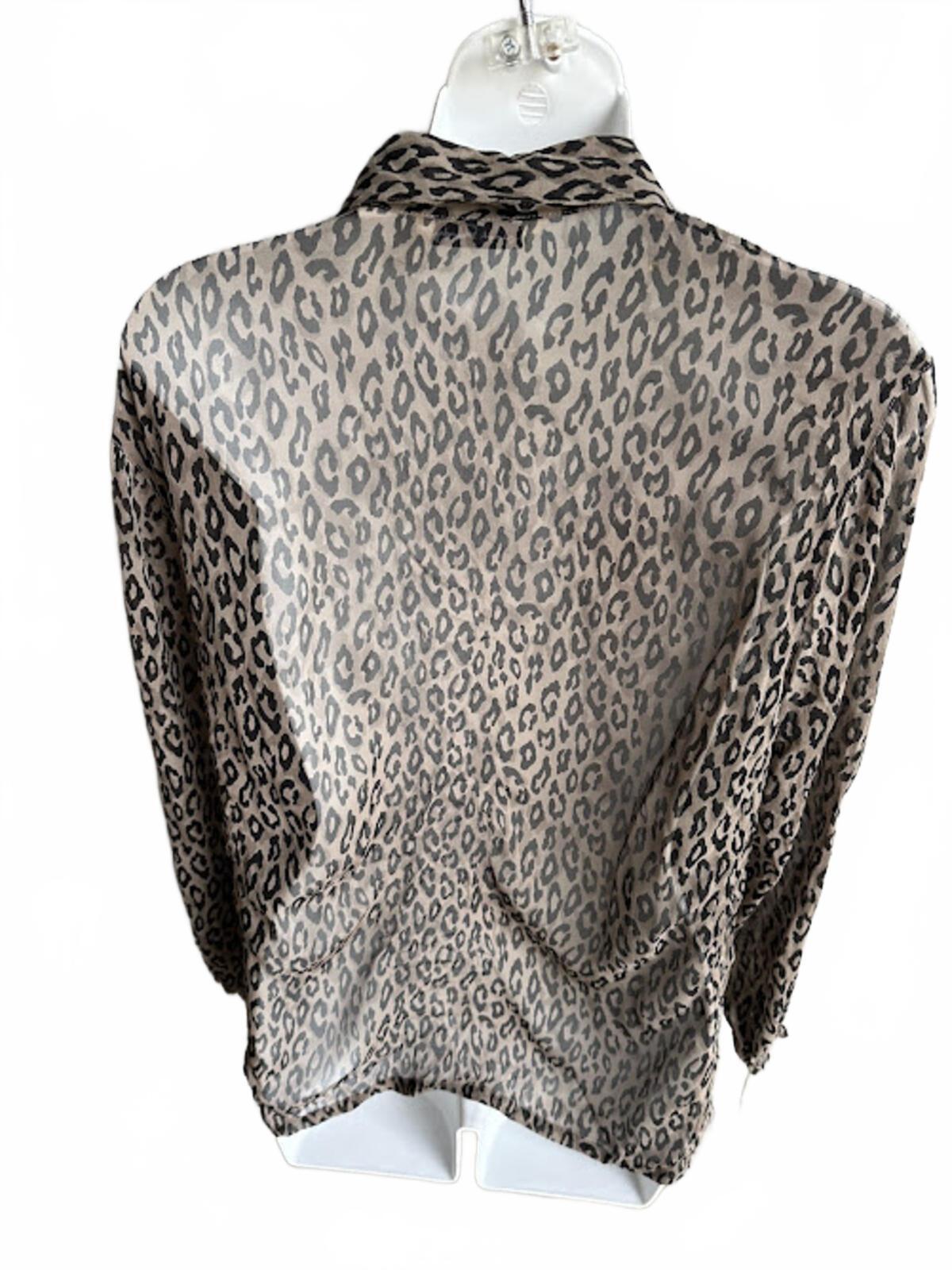 French Laundry Silk Leopard Blouse L