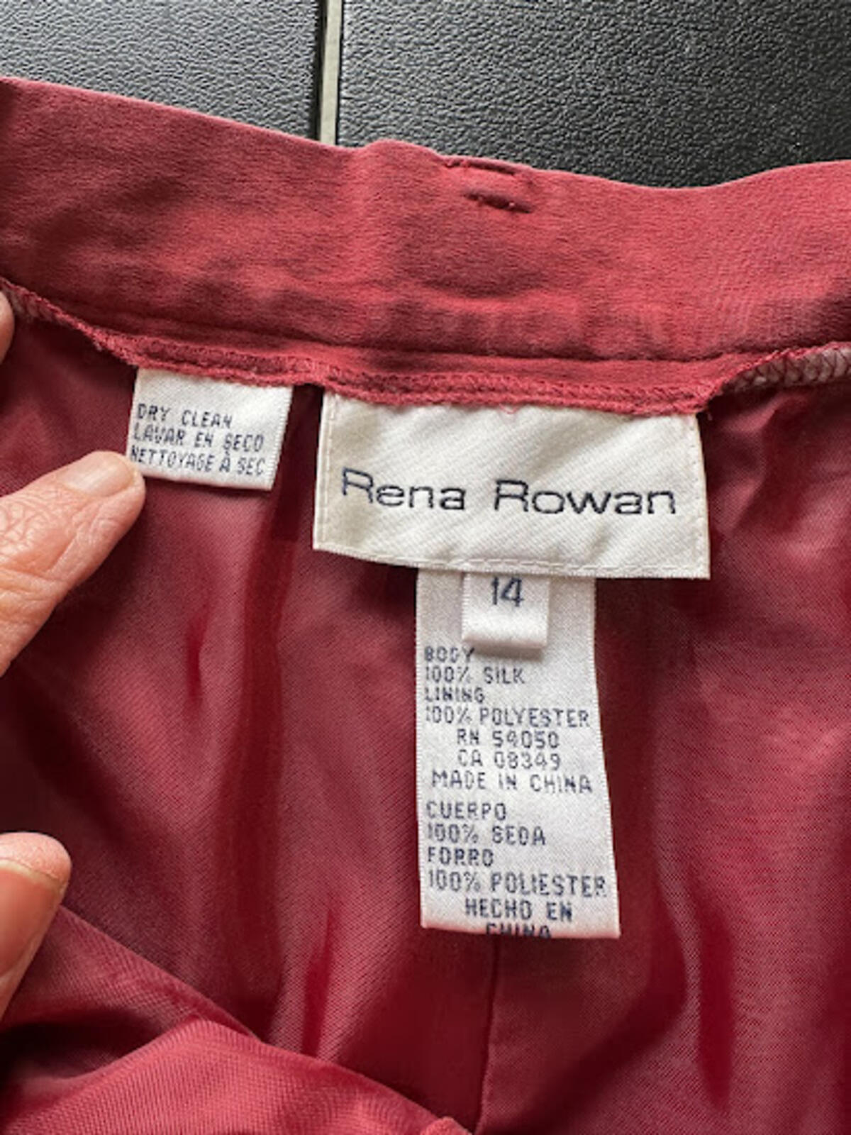 Rena Rowan Silk Trousers Size 14 Rust