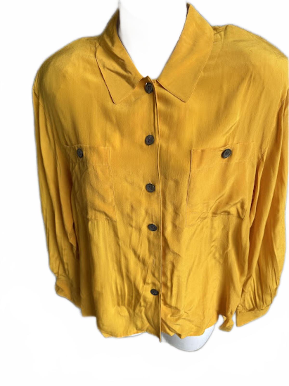 Anne Klein Silk Blouse Mustard Petite 8