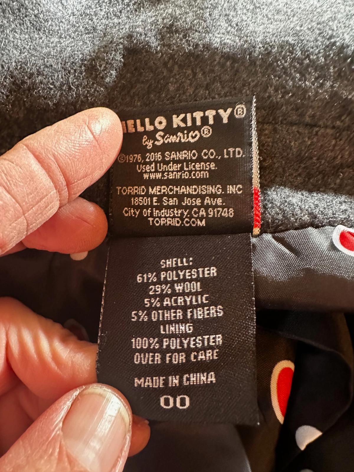 Hello Kitty Torrid Wool Coat Polka Dot Lining
