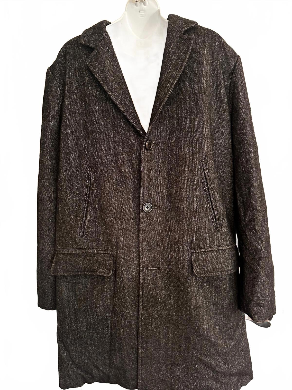 Vintage Wool Herringbone Overcoat Men’s Medium