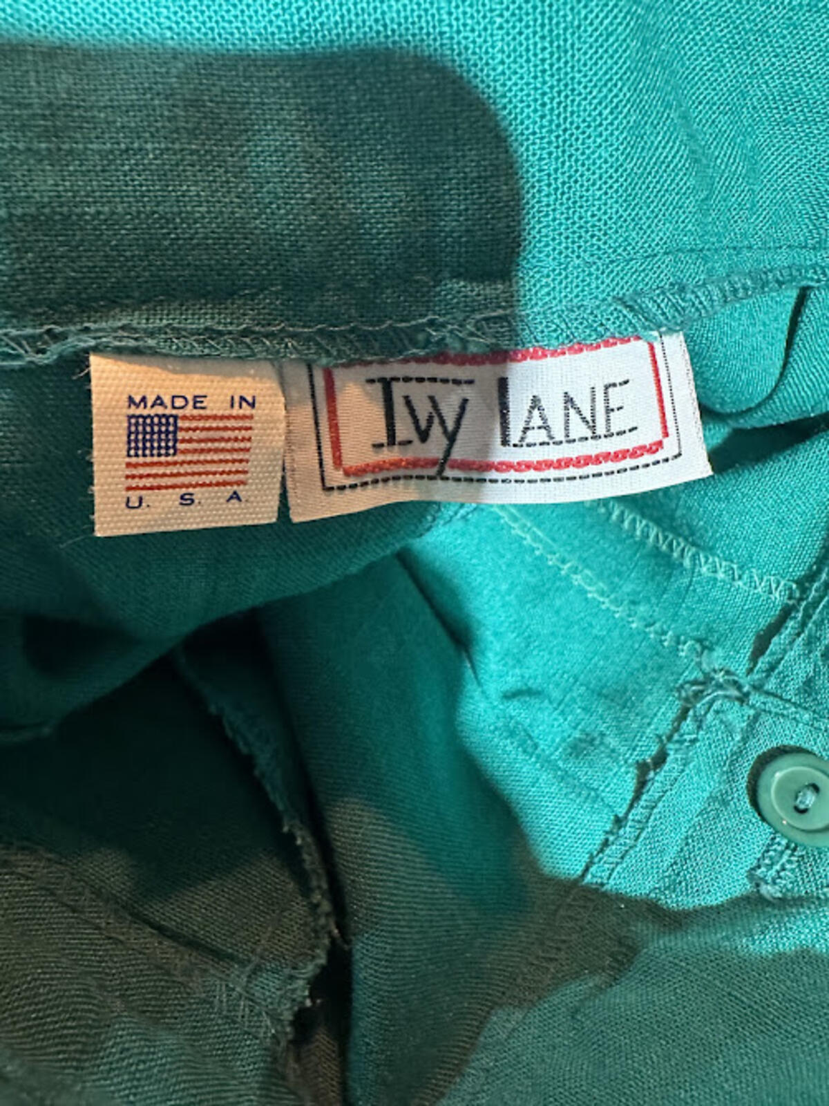 Vintage Green Polyester/Rayon High Waist Pants