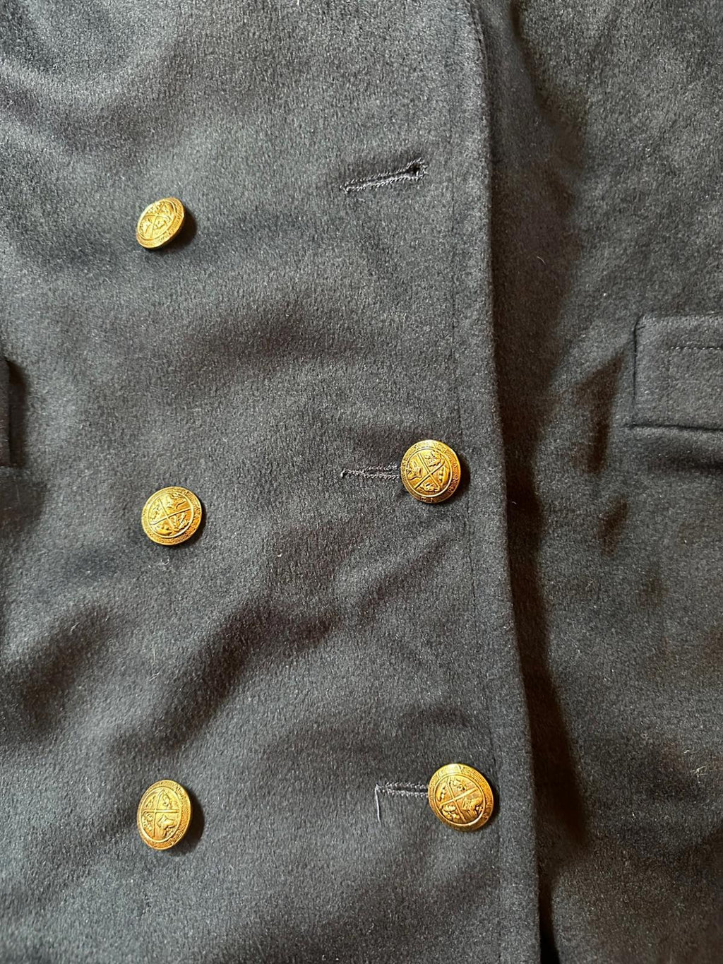 Vintage USA Made Navy Wool Double-Breasted Coat  XL