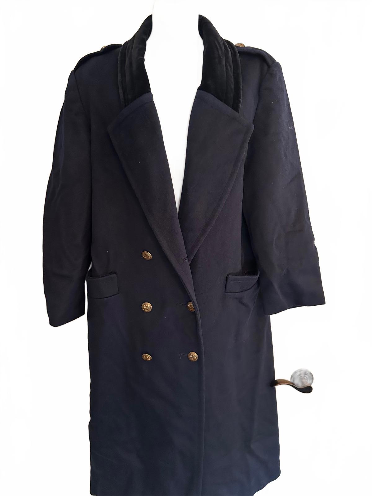 Vintage USA Made Navy Wool Double-Breasted Coat  XL