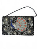 Vintage Peacock Beaded Velvet Evening Bag