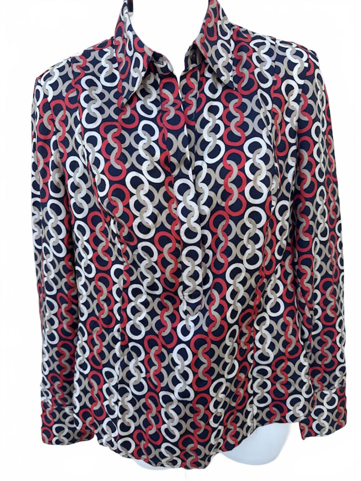 Ann Taylor Silk Chain Print Blouse