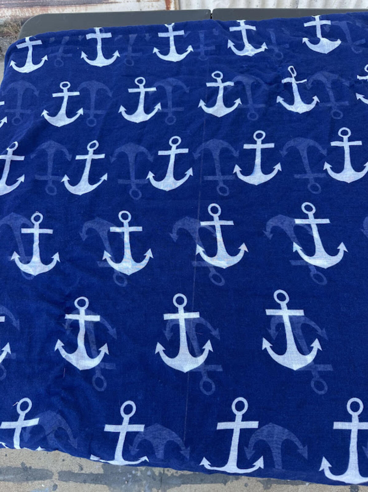 Navy Anchor Print Square Scarf