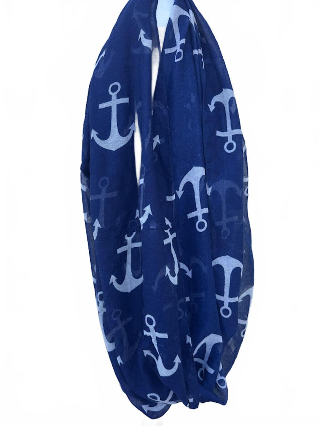 Navy Anchor Print Square Scarf