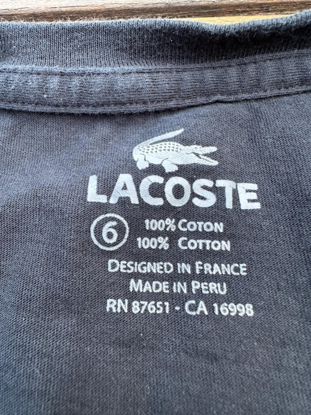 Lacoste Black V-Neck Tee Shirt