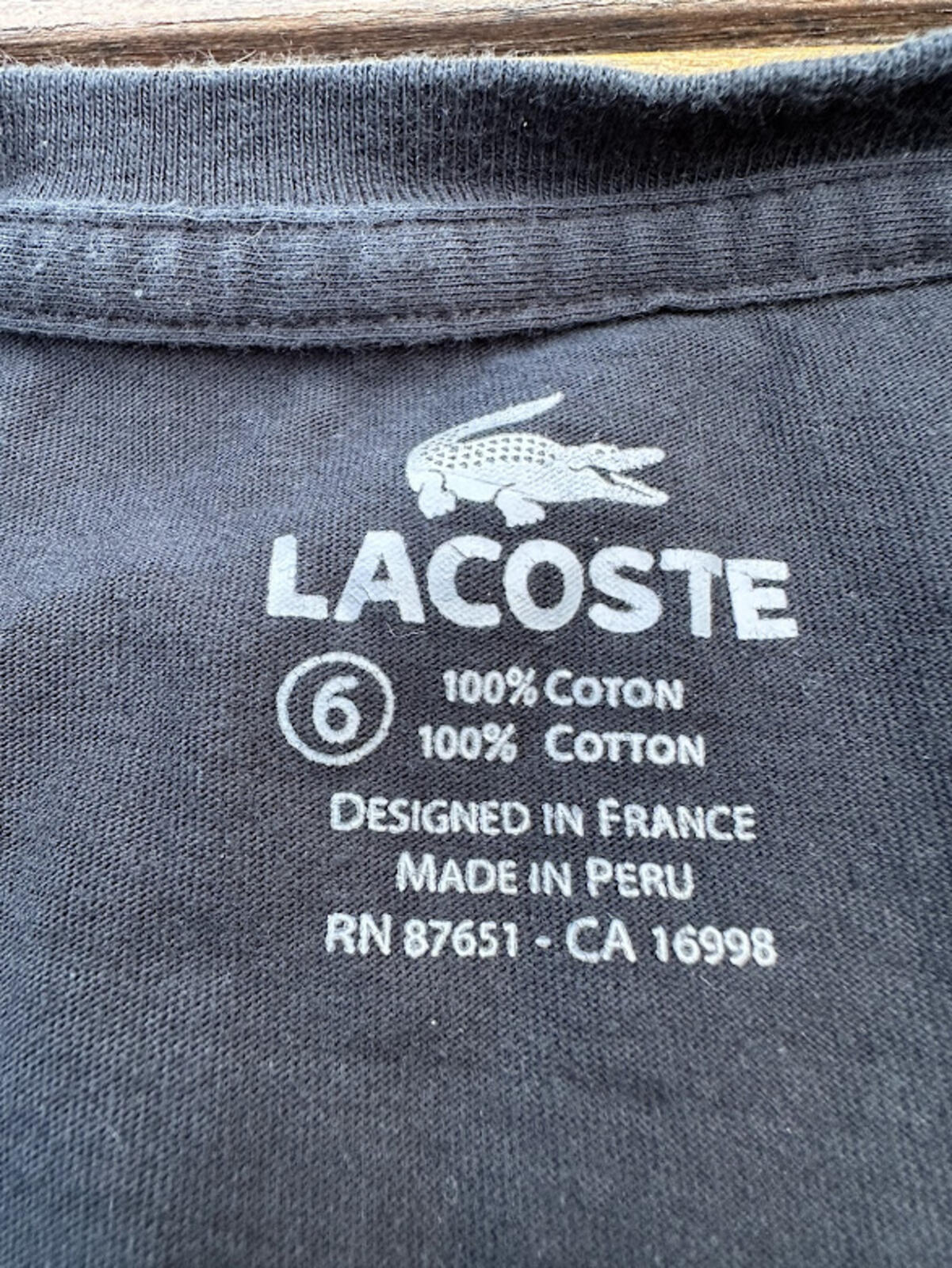Lacoste Black V-Neck Tee Shirt