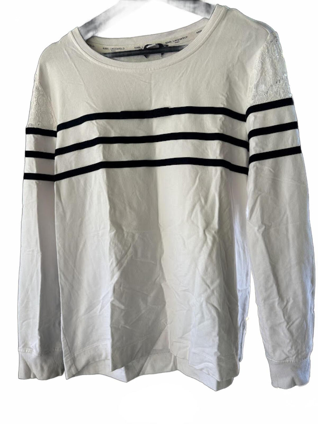 Karl Lagerfeld Paris Lace Stripe Sweater