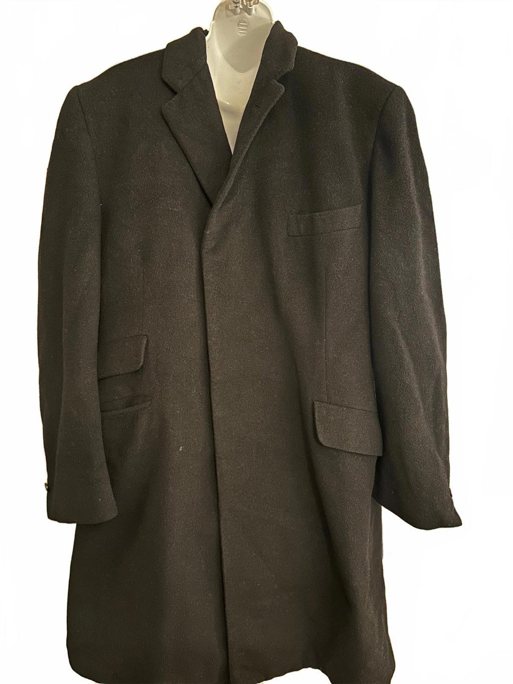 SAX FIFTH AVENUE Black Wool Overcoat – Classic Long Coat