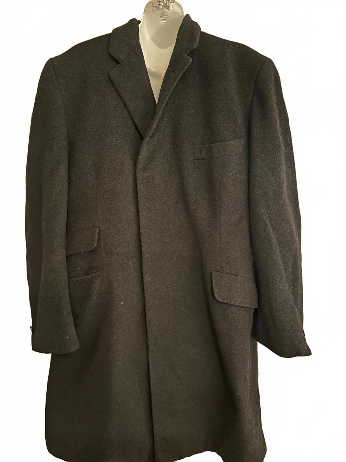SAX FIFTH AVENUE Black Wool Overcoat – Classic Long Coat