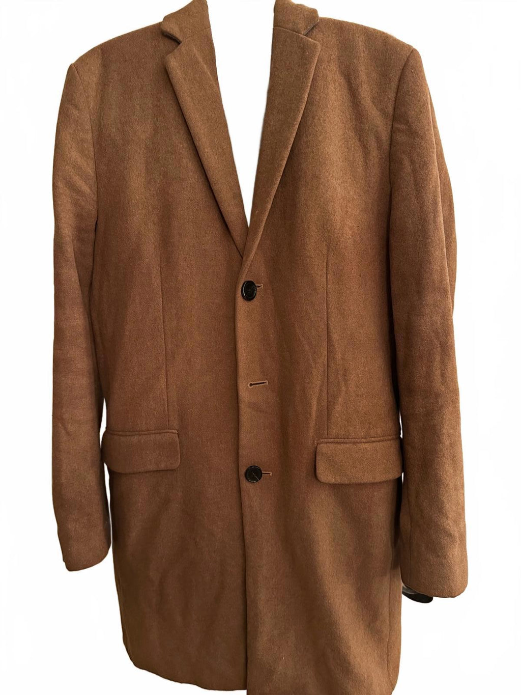 New Look Men Camel Wool Blend Coat Size S