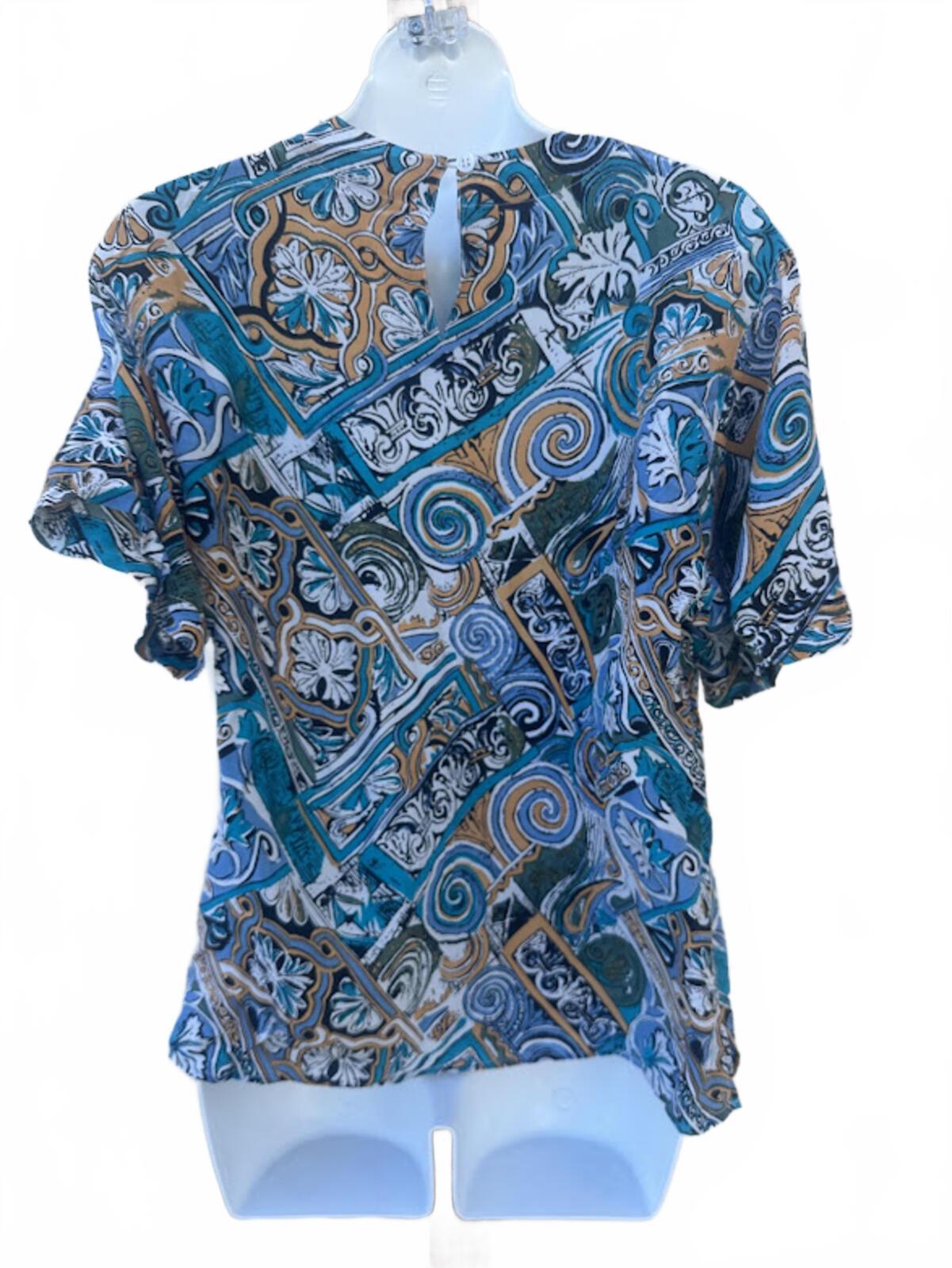 Douglass Silk Abstract Print Blouse Medium