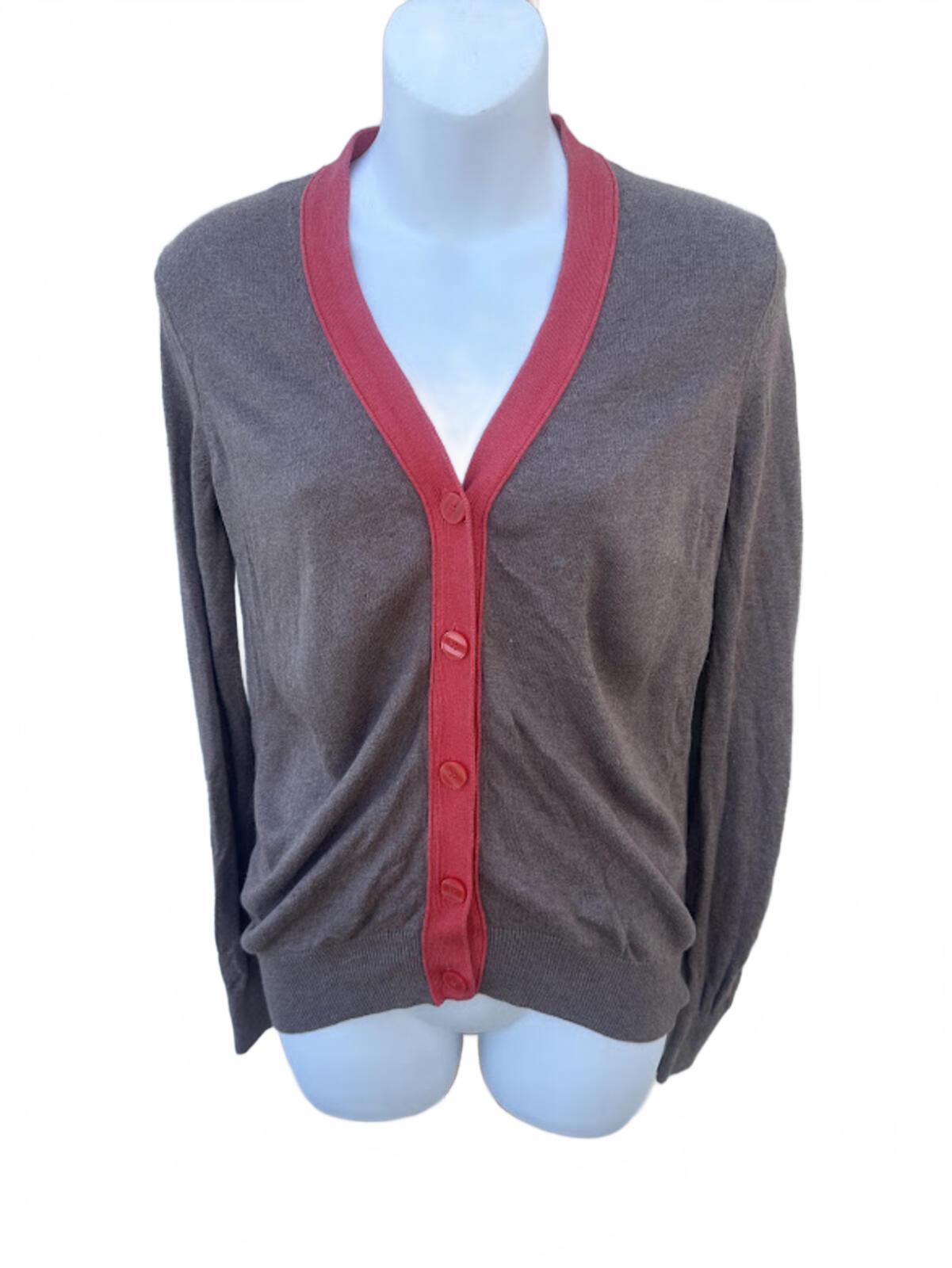 Moda Silk Cashmere Contrast Cardigan Sweater Size S