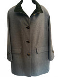 Bauer Classic Grey Wool Coat Green Collar Sz 40