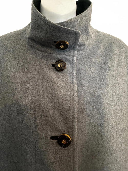 Bauer Classic Grey Wool Coat Green Collar Sz 40