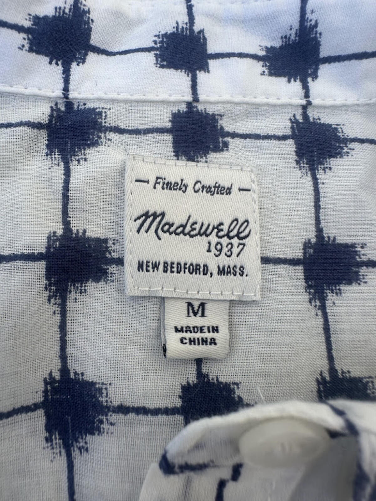Madewell 1937 Blue White Cotton Button Shirt Size Med
