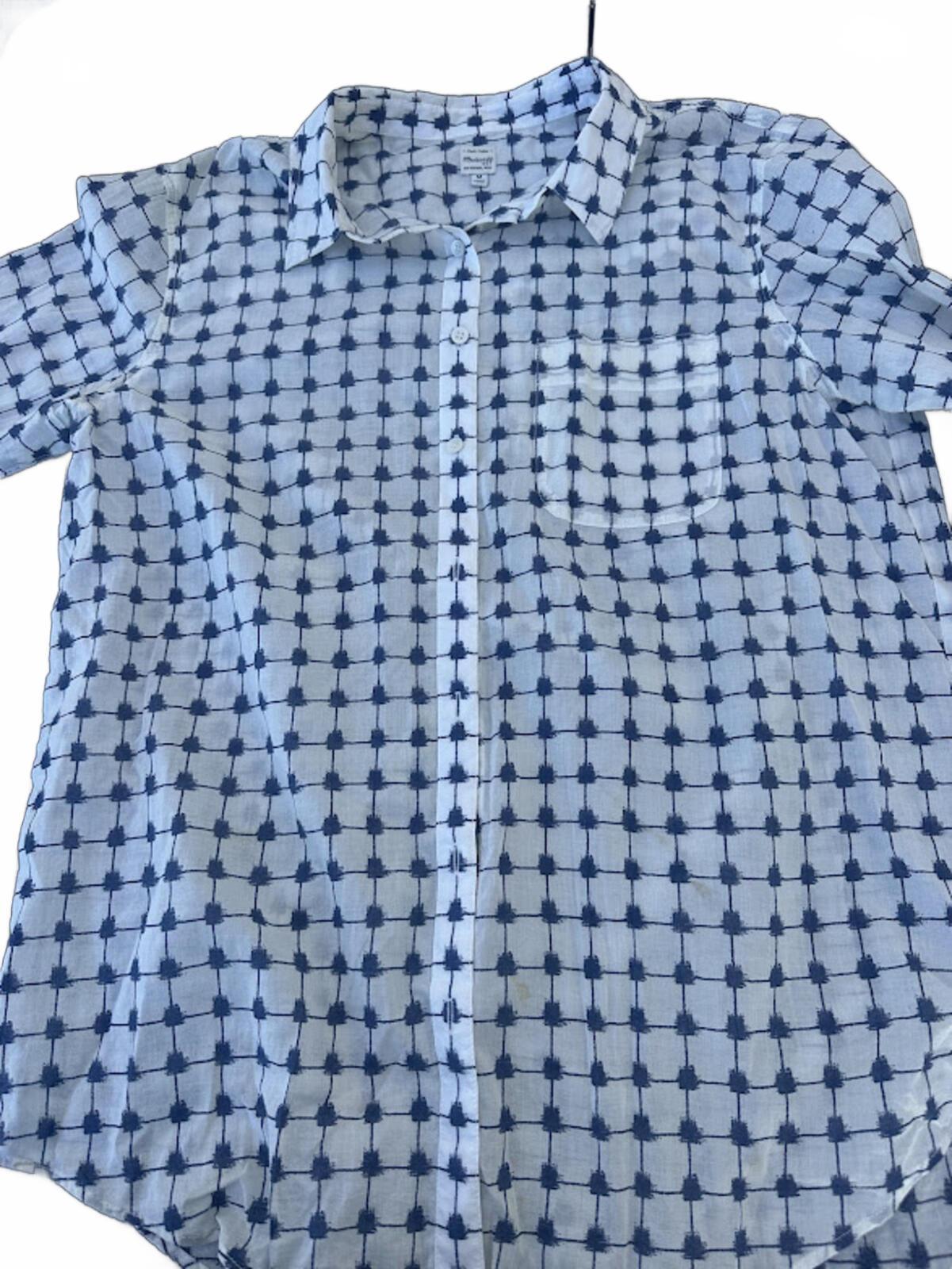 Madewell 1937 Blue White Cotton Button Shirt Size Med