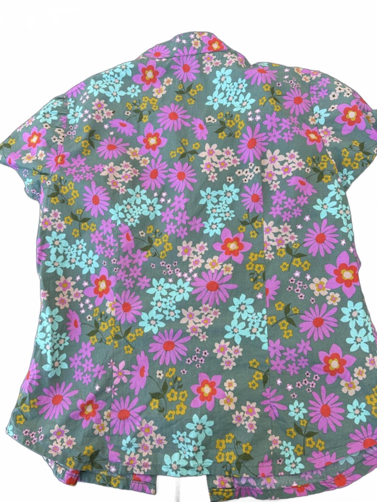 Vintage 60s Floral Cotton Mod Blouse