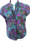 Vintage 60s Floral Cotton Mod Blouse