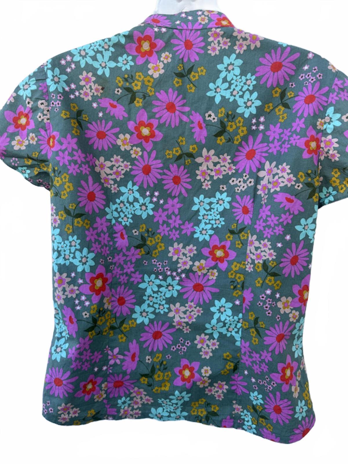 Vintage 60s Floral Cotton Mod Blouse