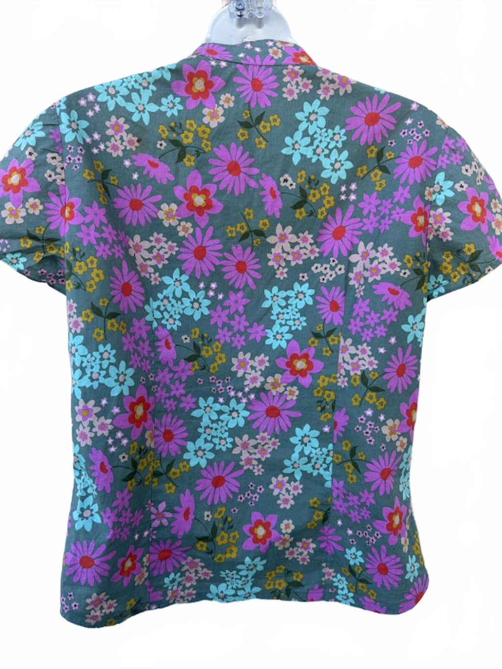 Vintage 60s Floral Cotton Mod Blouse