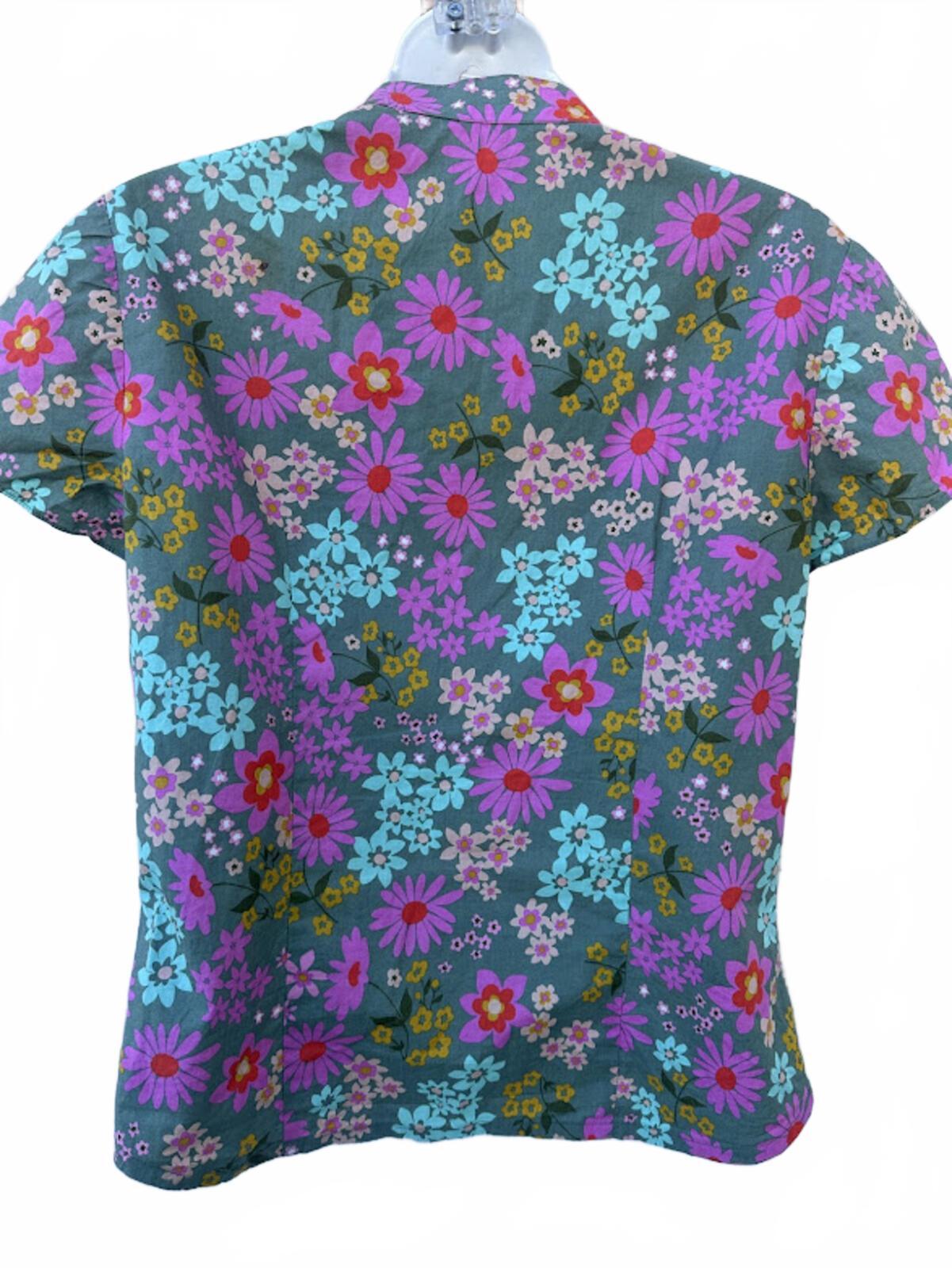 Vintage 60s Floral Cotton Mod Blouse